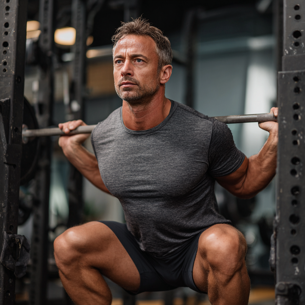 Mature Ukrainian adults engaging in gravity-based fitness exercises outdoors, showing strength and vitality